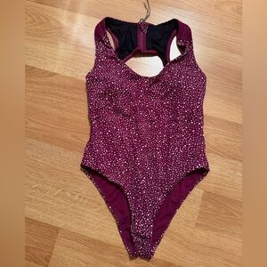 Nike Burgundy One Piece Swimsuit with White Dots